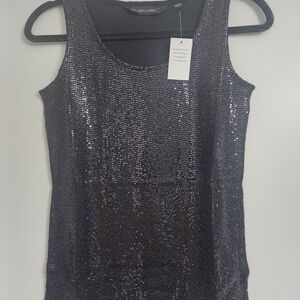Colleen Lopez Black Sequin Tank Top